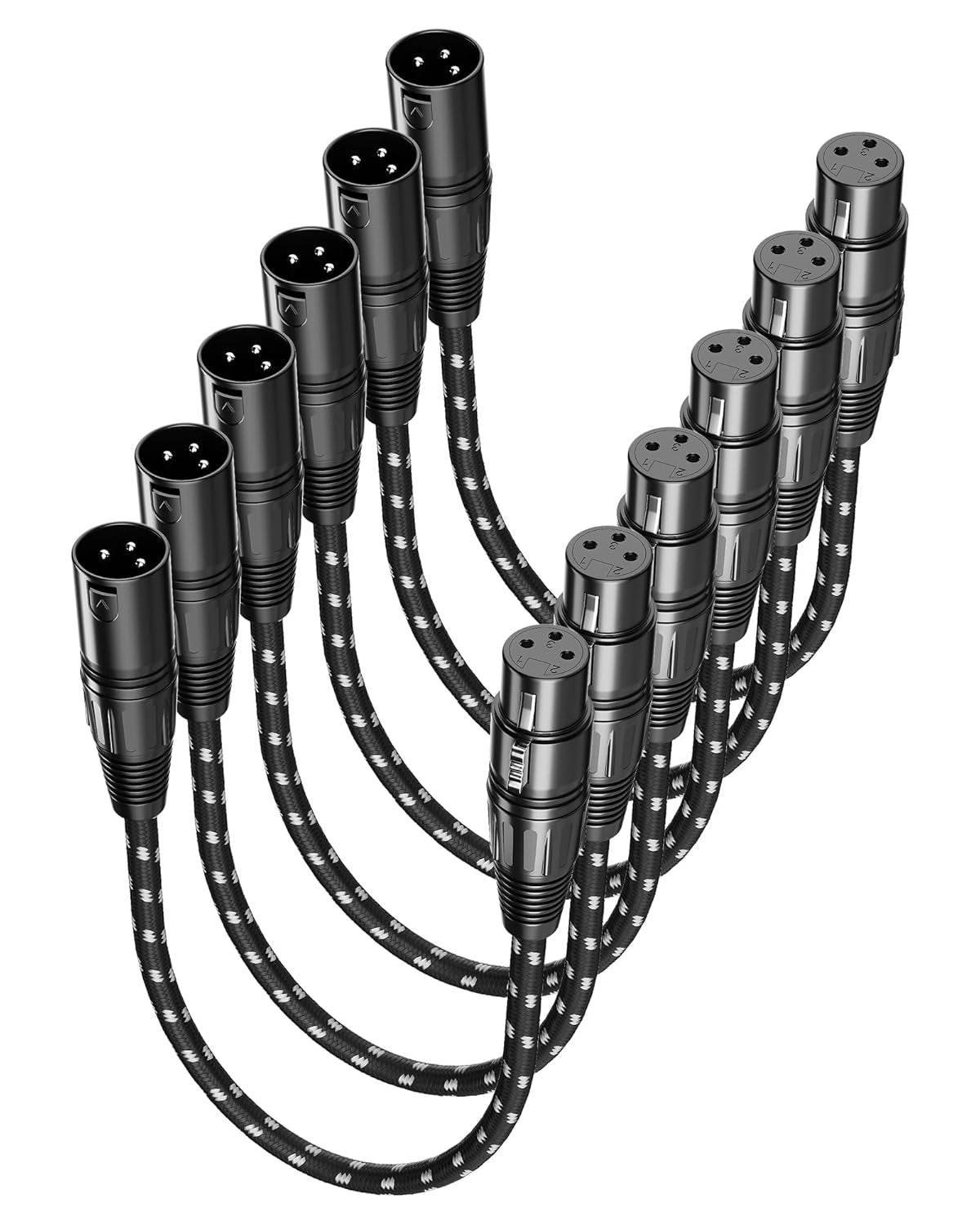 XLR Cables, 3Ft 2 Pack Microphone Cable, XLR Male to Female Balanced Microphone Cord 3 Pin, 3 Foot Short Mic Cord Oxygen-Free Copper (OFC) Nylon Braided