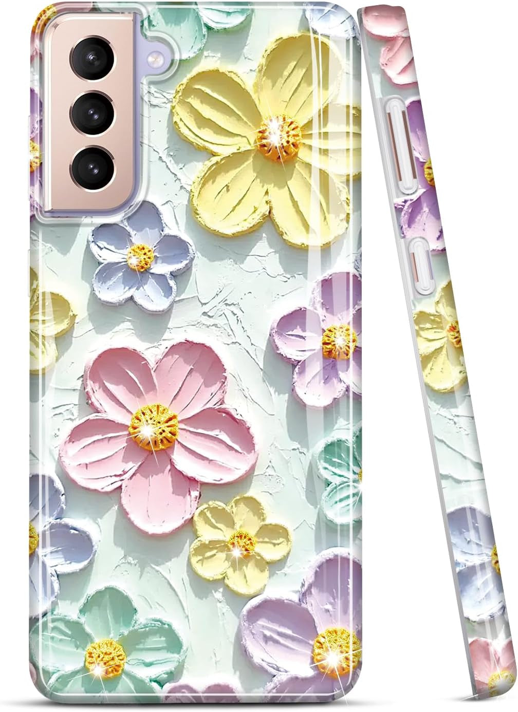 JIAXIUFEN Galaxy S21 Case Gold Sparkle Glitter Marble Slim Shockproof TPU Soft Rubber Silicone Cover Phone Case for Samsung Galaxy S21 5G 6.2 Inch 2021 Blue