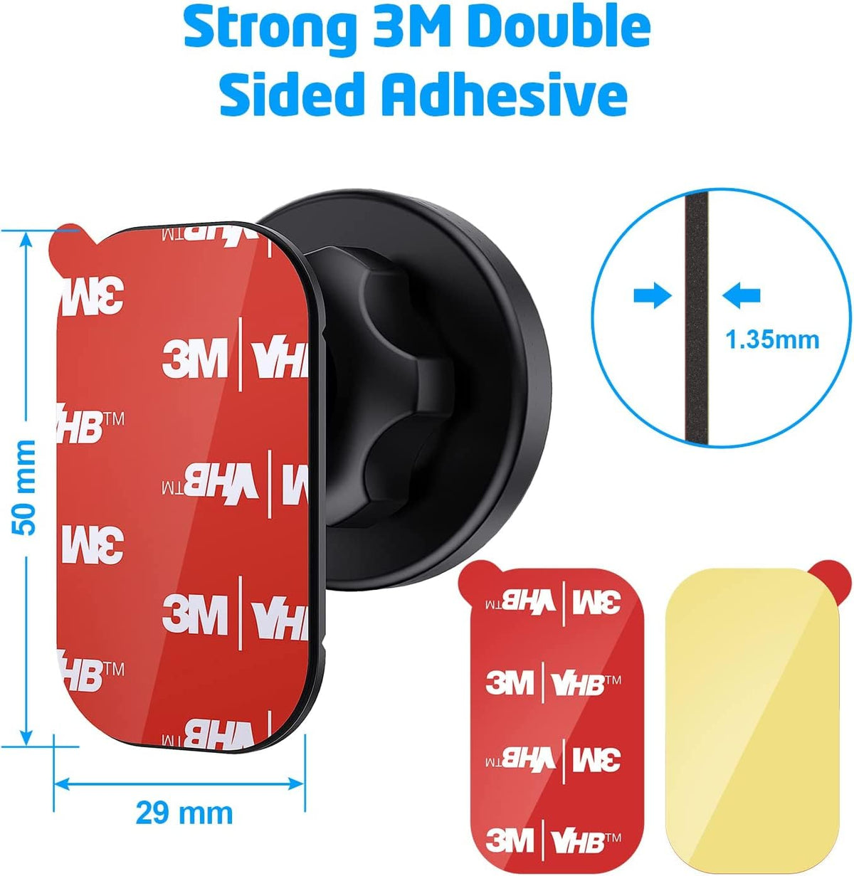 Wixgear 3M [6 Pack] Sticky Adhesive Pads Replacement Mounting Tape, Dashboard Sticker for Magnetic Phone Car Mount, Double Sided 3M Adhesive Pads, with 2 Dry Wipes