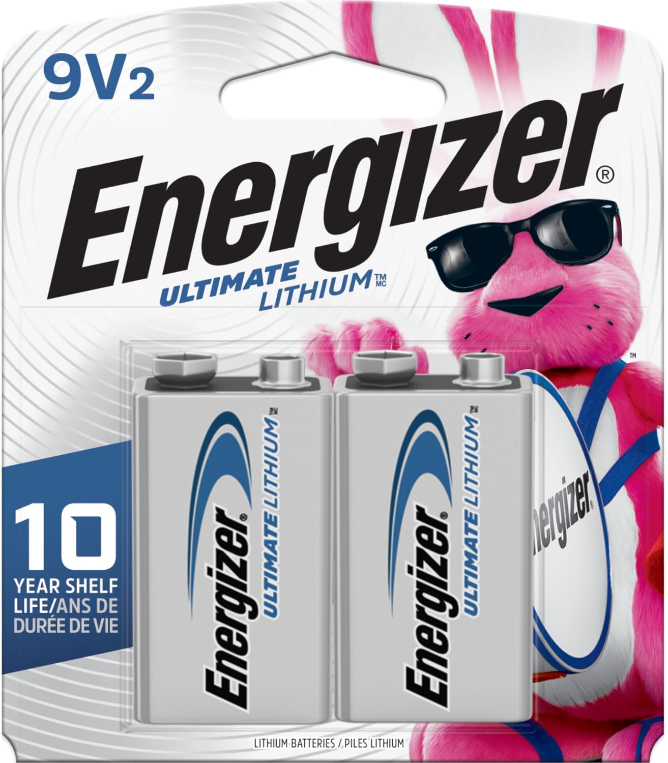 Energizer Ultimate Lithium 9V Batteries (2 Pack), Lithium 9 Volt Batteries
