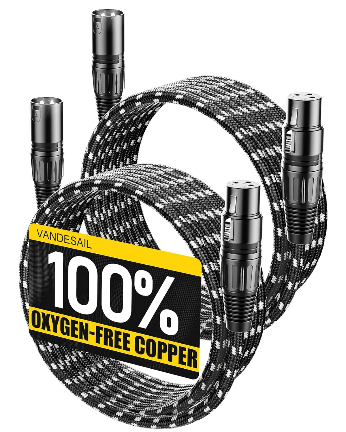 XLR Cables, 3Ft 2 Pack Microphone Cable, XLR Male to Female Balanced Microphone Cord 3 Pin, 3 Foot Short Mic Cord Oxygen-Free Copper (OFC) Nylon Braided