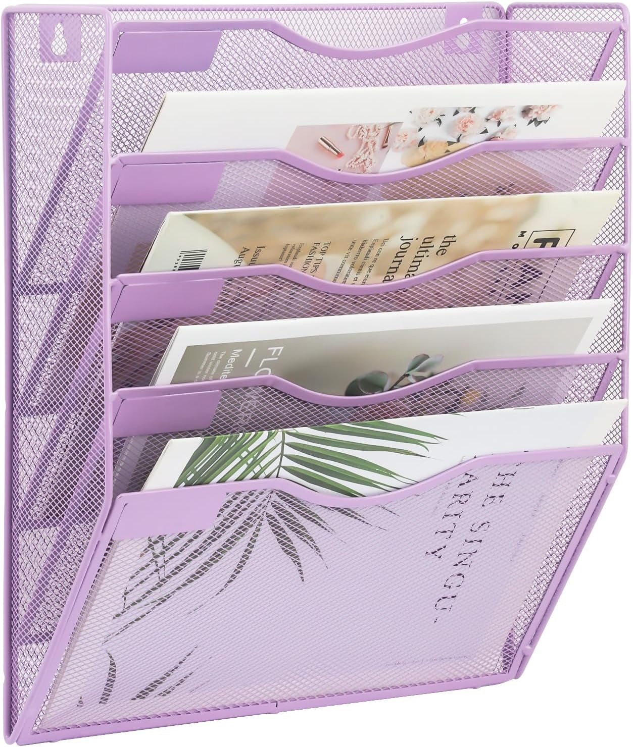 EASEPRES 8 Pocket Mesh Hanging Wall File Organizer, Wall Mounted Mail Paper Document Folder Holder, Clipboard Storage Organization Magazine Rack with Nametag Label for Office Home School, Black