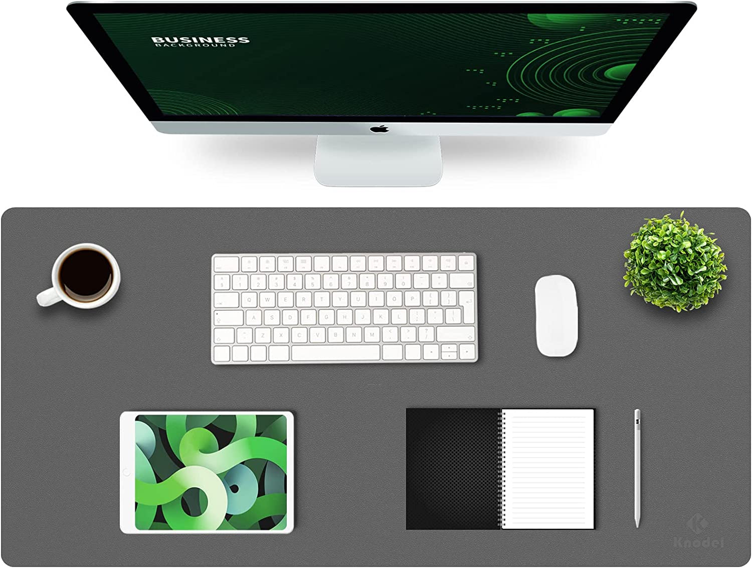 K KNODEL Large Office Leather Desk Mat, Mouse and Keyboard Pad, Computer and Laptop Mat, Desktop Protector and Cover, Writing Pad and Blotter (31.5"X15.7", White)