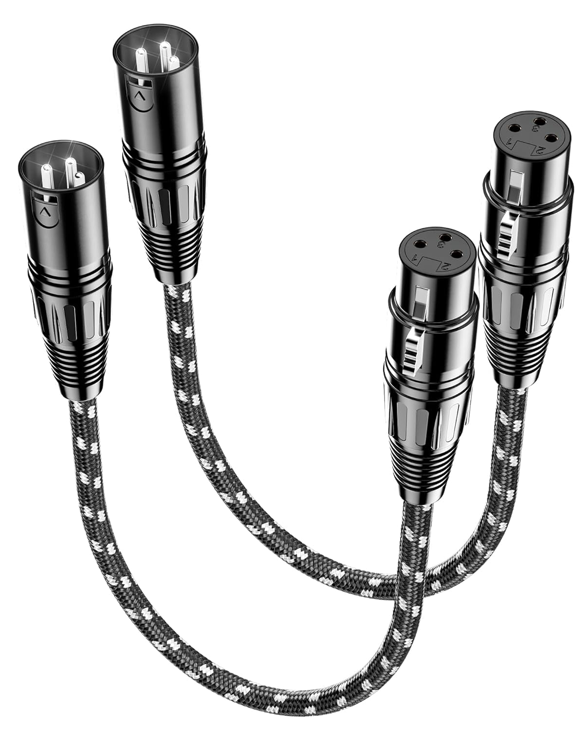 XLR Cables, 3Ft 2 Pack Microphone Cable, XLR Male to Female Balanced Microphone Cord 3 Pin, 3 Foot Short Mic Cord Oxygen-Free Copper (OFC) Nylon Braided