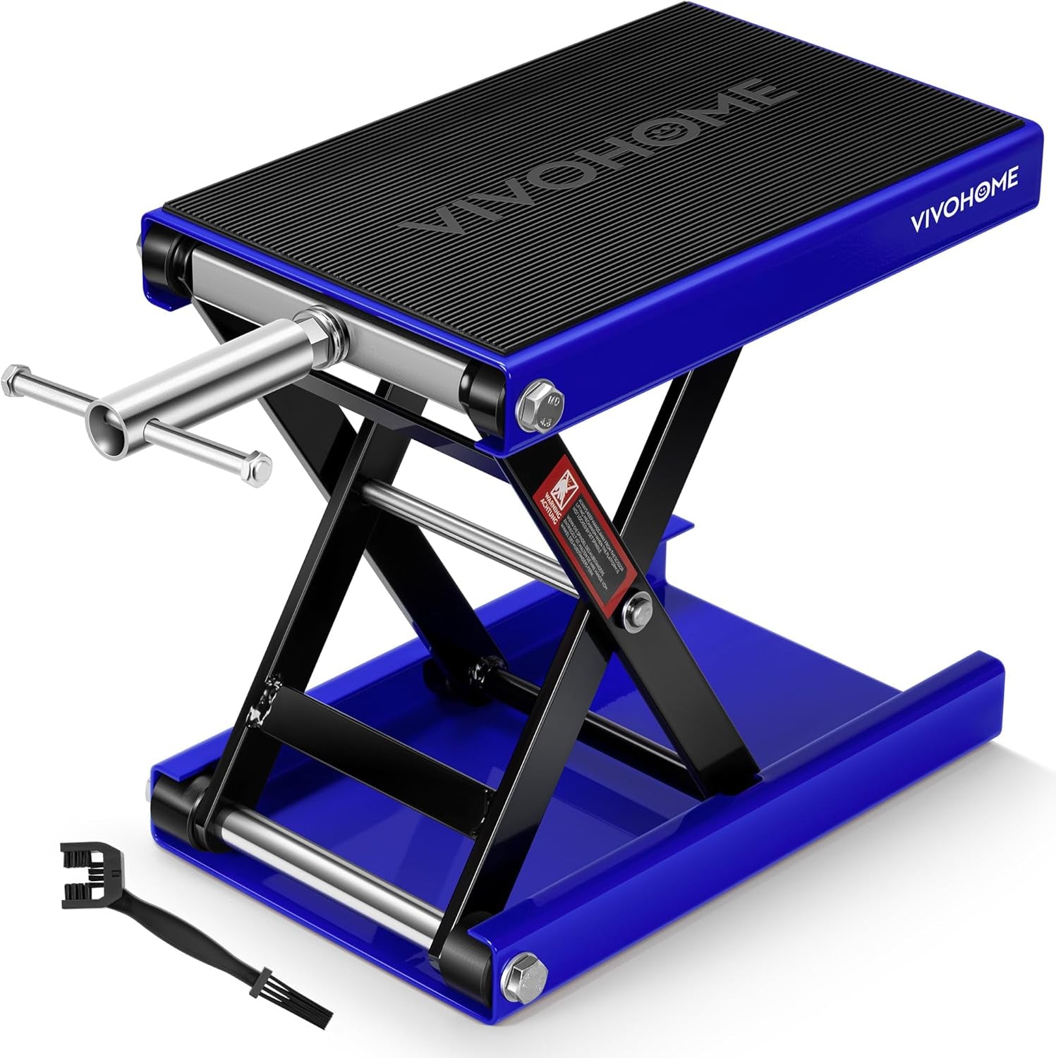 VIVOHOME 1100 LBS Motorcycle Lift Scissor Jack, Wide Deck Hoist Stand, Height Adjustable Center Stand with Crank, Steel Lift for Cruiser, Dirt Bike, ATV - Red
