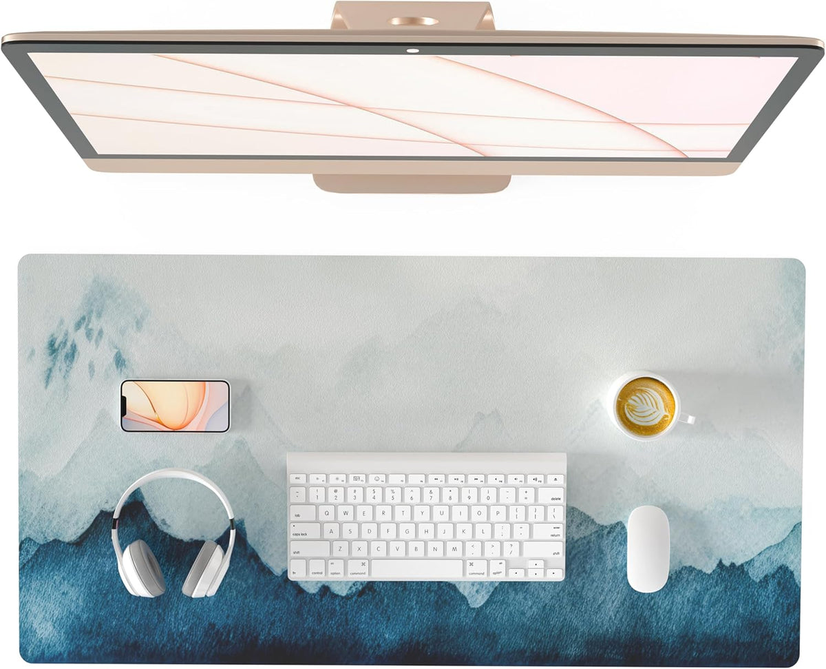 QIYI Large Mouse Pad, Cute Pink Desk Mat for Desktop, Women Girls PU Leather Desk Pad Waterproof Gaming Mousepad, Rose Gold Marble Computer Protector Writing Pad for School Office Home 31.5" X 15.7"