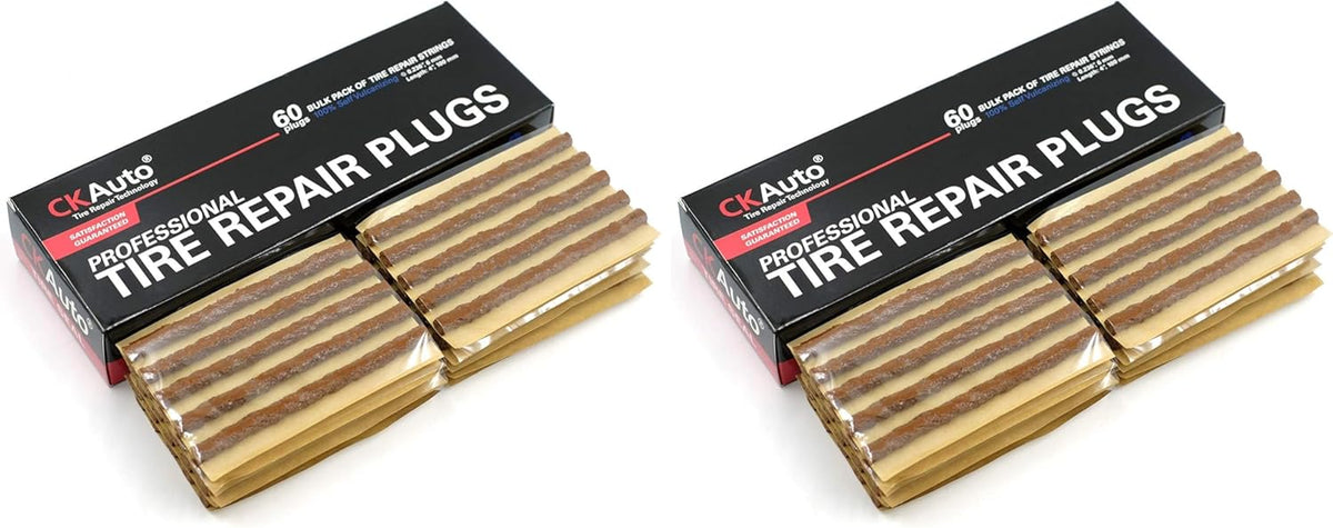 Ckauto 60Pcs 4" Black Tire Repair Strings, Automotive Tool Tire Repair Plugs for Tubeless Off-Road Tires Car, Bike, ATV, UTV, Wheelbarrow, Mower