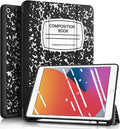 Fintie Slimshell Case for Ipad 9Th / 8Th / 7Th Generation (2021/2020/2019 Model) 10.2 Inch - [Built-In Pencil Holder] Soft TPU Protective Stand Back Cover, Auto Wake/Sleep, Composition Book Black