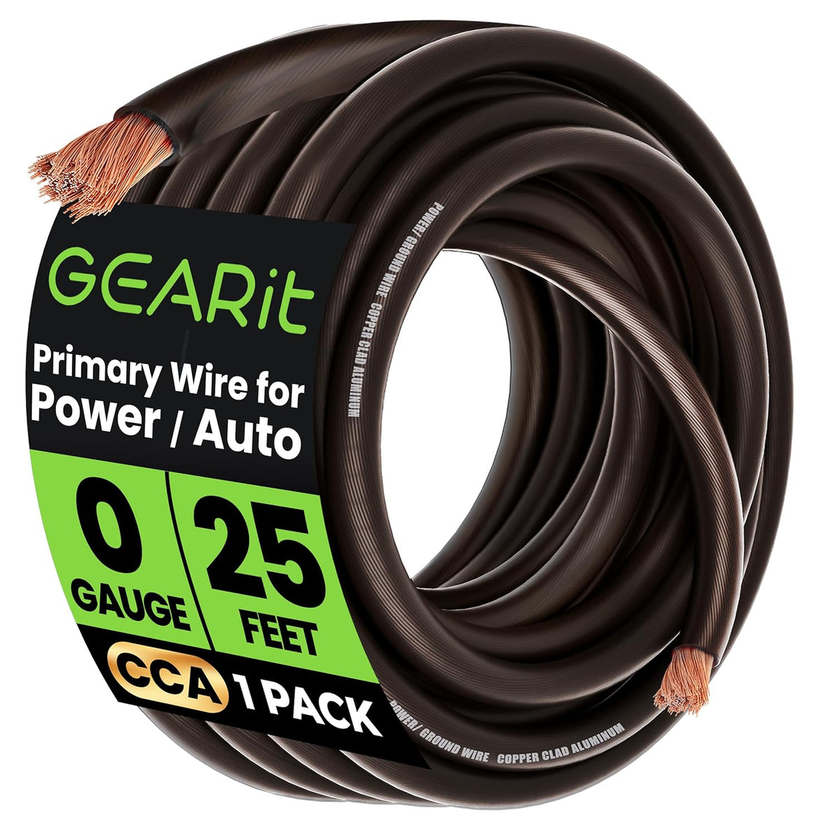 Gearit 1/0 Gauge Wire 25 Ft Red, 0 AWG CCA Battery Cable Power/Ground Wire for Car Audio, Amplifier, RV Trailer & Automotive Electrical