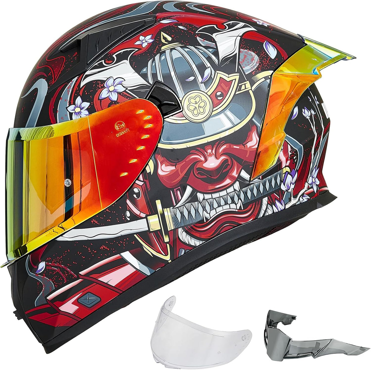 ILM Motorcycle Helmet Full Face with Pinlock Compatible Clear&Tinted Visors and Fins Street Bike Motocross Casco DOT Model Z501(Legend Green, Medium)