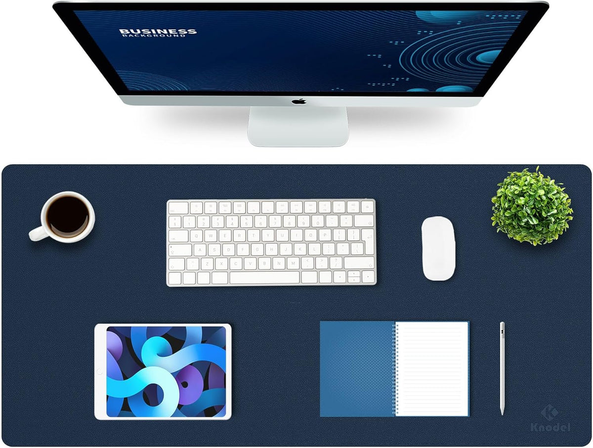K KNODEL Large Office Leather Desk Mat, Mouse and Keyboard Pad, Computer and Laptop Mat, Desktop Protector and Cover, Writing Pad and Blotter (31.5"X15.7", White)