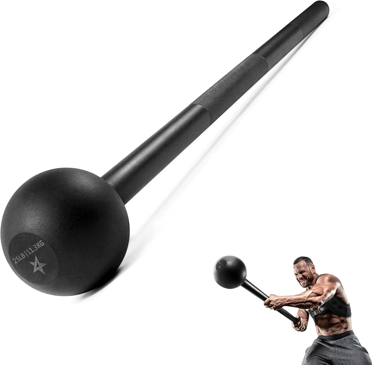 Yes4All Steel Mace Bell for Strength Training, Support Full Body, Muscles, Shoulder, Grips & Forearms Workouts, Stretching 5, 7, 10, 15, 20, 25, 30 LB for Woman & Man