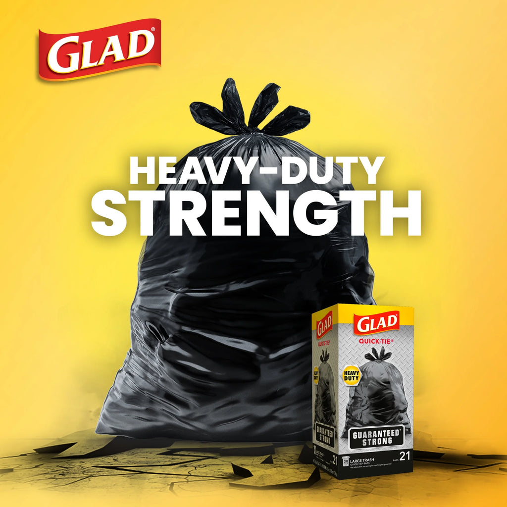 30-Gallon Quick Tie Extra Strong Heavy Duty Large Trash Bags, 40 Bags