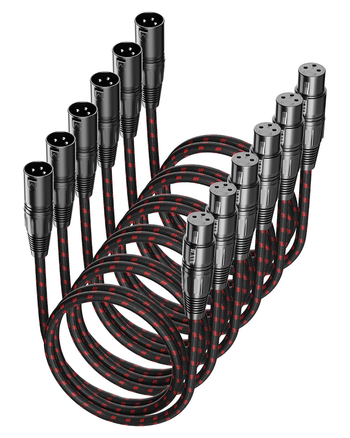 XLR Cables, 3Ft 2 Pack Microphone Cable, XLR Male to Female Balanced Microphone Cord 3 Pin, 3 Foot Short Mic Cord Oxygen-Free Copper (OFC) Nylon Braided