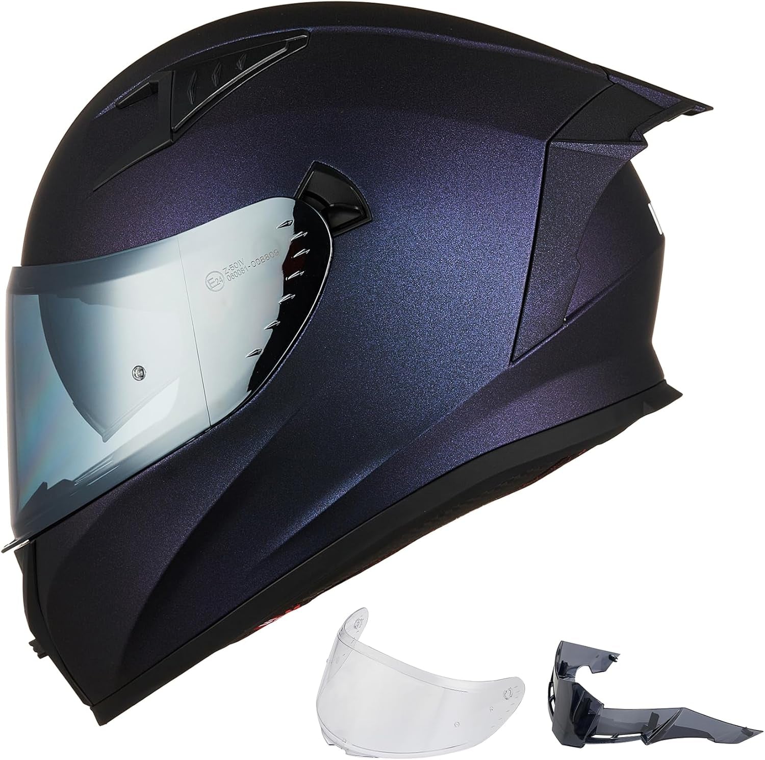 ILM Motorcycle Helmet Full Face with Pinlock Compatible Clear&Tinted Visors and Fins Street Bike Motocross Casco DOT Model Z501(Legend Green, Medium)