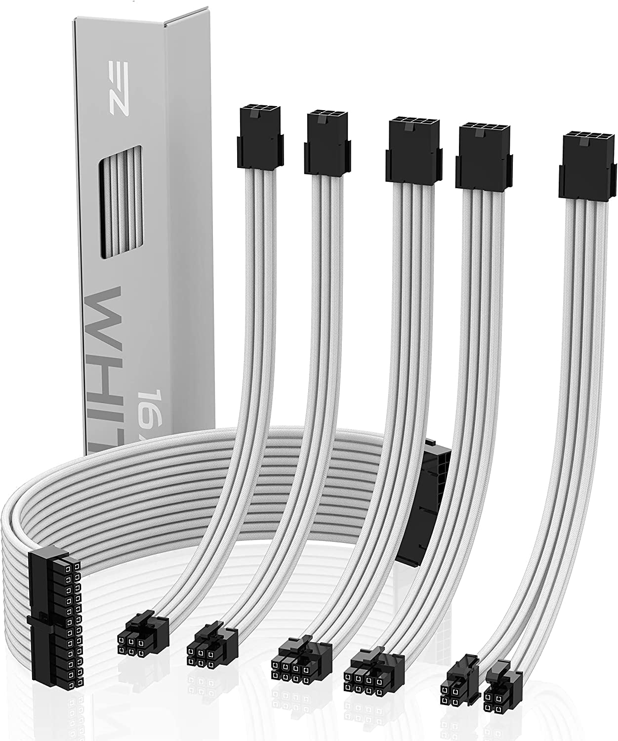 EZDIY-FAB PSU Cable Extension Kit Sleeved Cable Custom Power Supply Sleeved Extension 16 AWG 24-PIN 8-PIN 6-PIN 4+4-PIN with Combs- Black/Purple