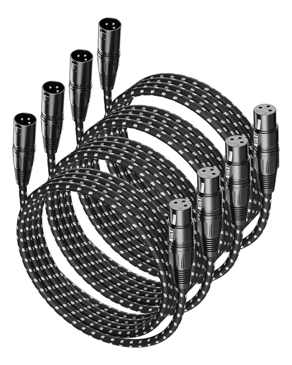 XLR Cables, 3Ft 2 Pack Microphone Cable, XLR Male to Female Balanced Microphone Cord 3 Pin, 3 Foot Short Mic Cord Oxygen-Free Copper (OFC) Nylon Braided