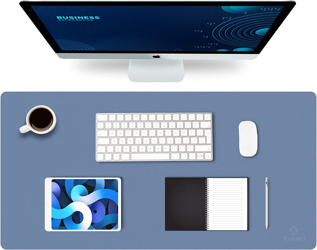 K KNODEL Large Office Leather Desk Mat, Mouse and Keyboard Pad, Computer and Laptop Mat, Desktop Protector and Cover, Writing Pad and Blotter (31.5"X15.7", White)