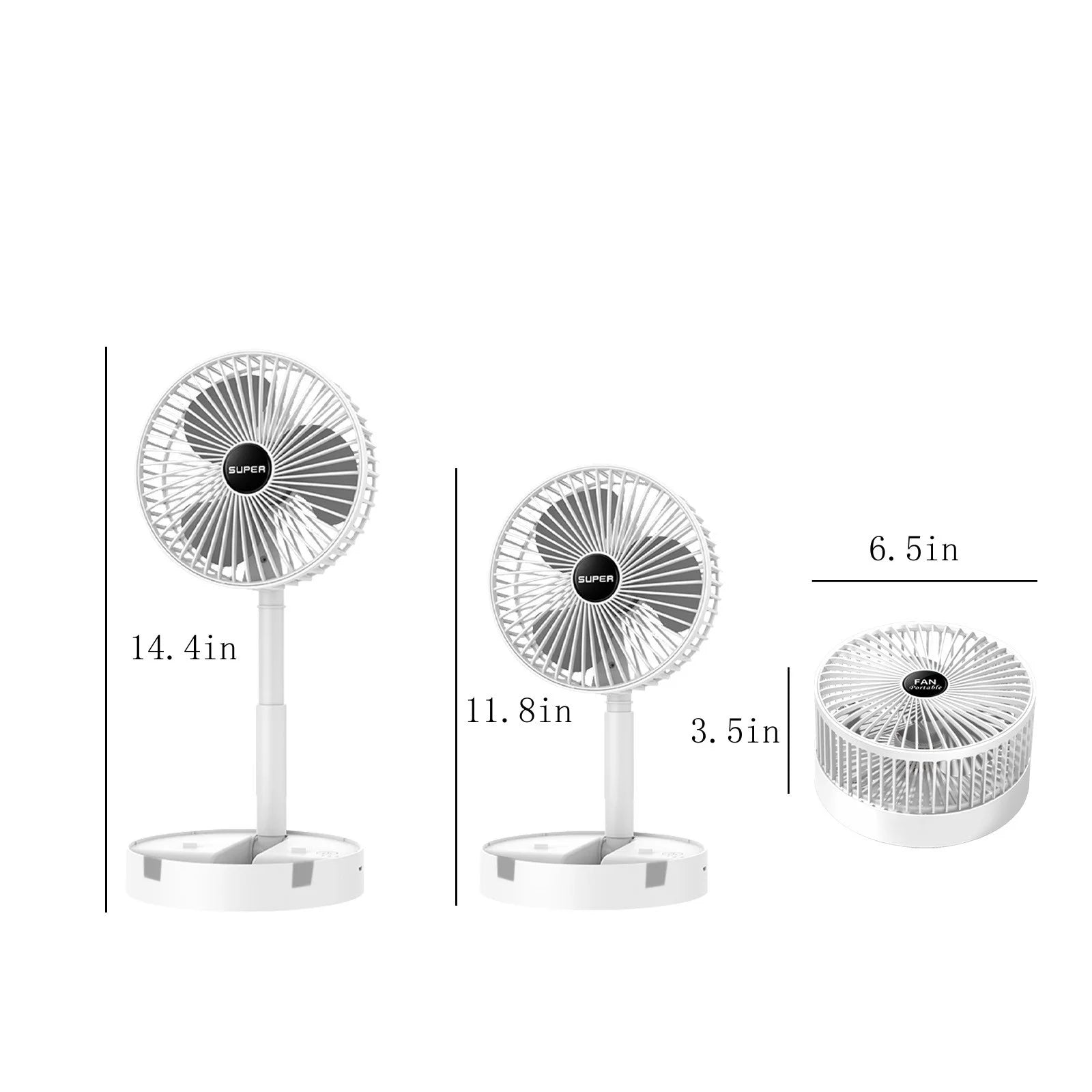 Vikakiooze Cooling Stretchable Fan, Fan Portable, 3 Speeds Desktop Table Fan, Plug in Power Fan, Rotation Strong Wind, Quiet Personal Small Fan for Home Desktop Office, White