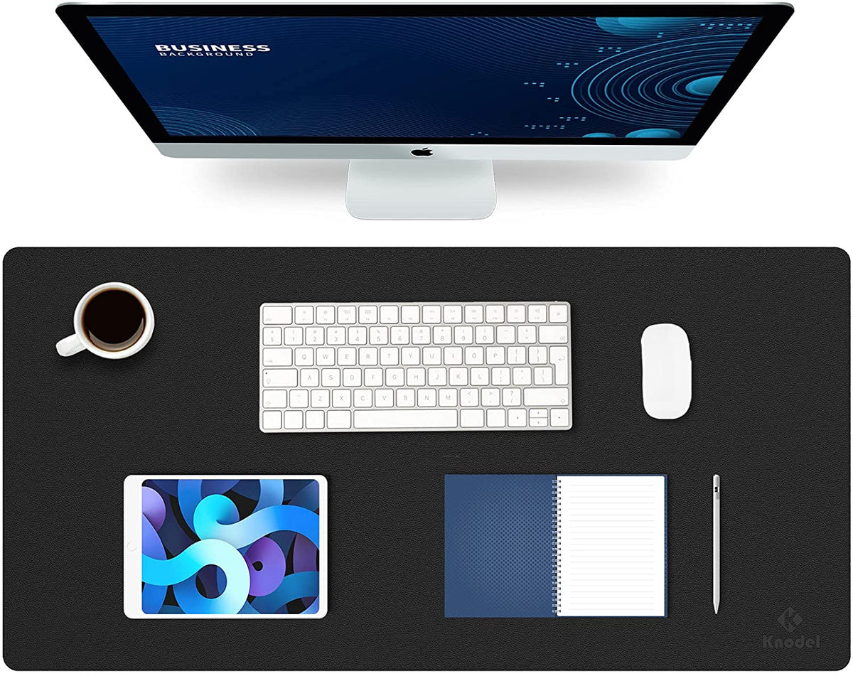 K KNODEL Large Office Leather Desk Mat, Mouse and Keyboard Pad, Computer and Laptop Mat, Desktop Protector and Cover, Writing Pad and Blotter (31.5"X15.7", White)