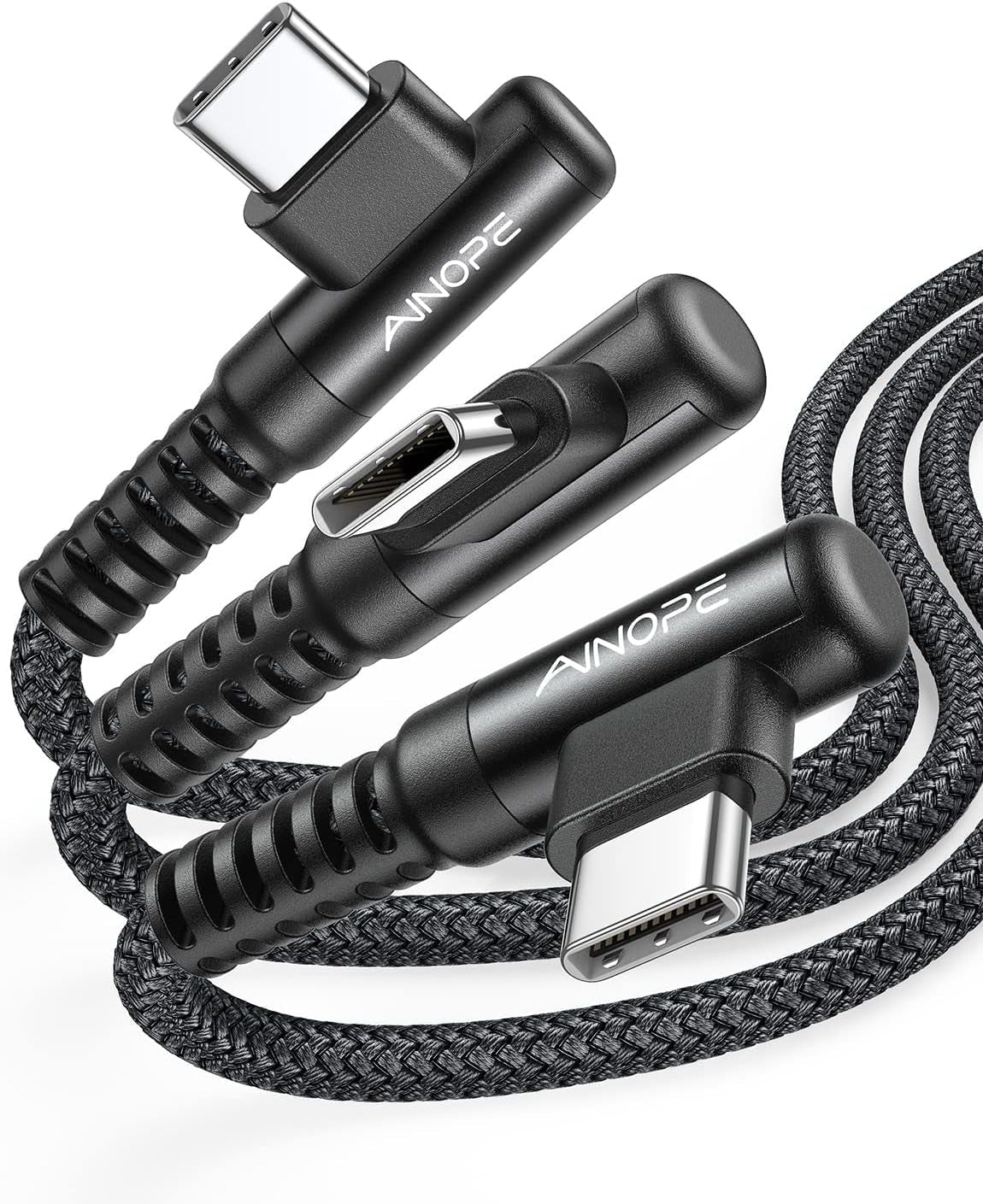 AINOPE 2-Pack Type C Charging Cable 3.1A Fast Charge, Right Angle [6.6Ft+6.6Ft] USB C Cable, Durable Nylon Braided Type C Charging Cable Fast Charge Compatible Galaxy S10 S9 S21, LG V30,V20,G6