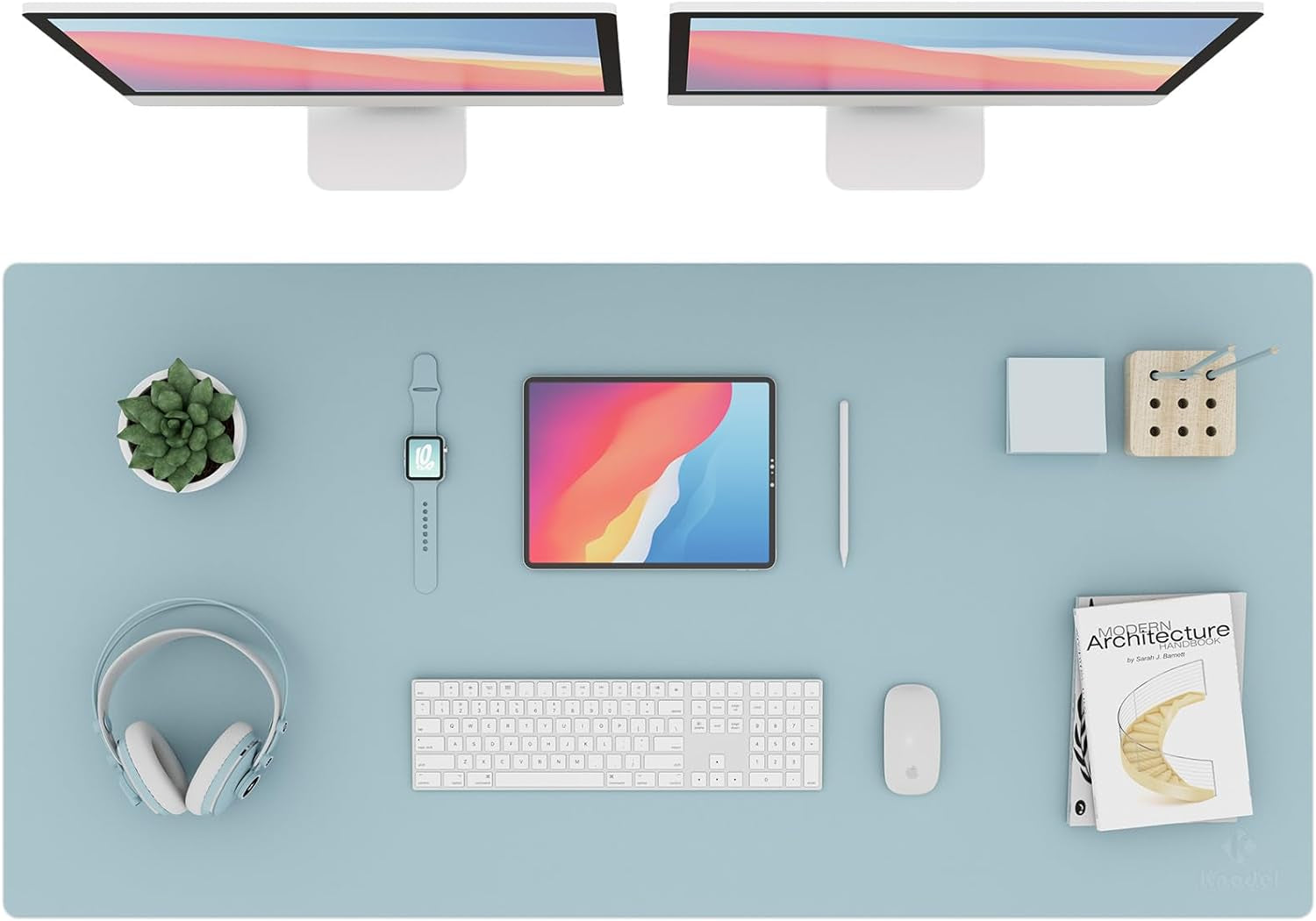 K KNODEL Large Office Leather Desk Mat, Mouse and Keyboard Pad, Computer and Laptop Mat, Desktop Protector and Cover, Writing Pad and Blotter (31.5"X15.7", White)