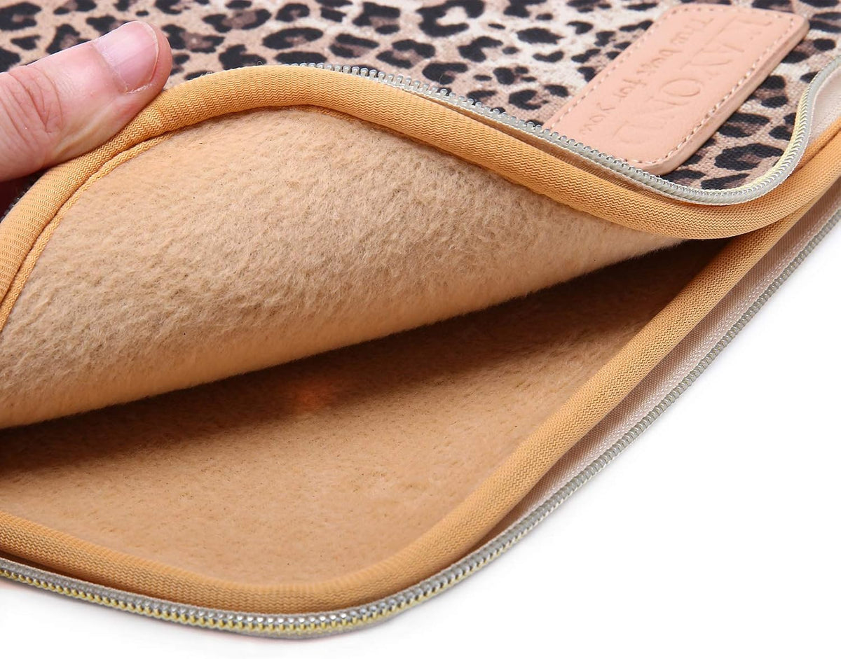 Kayond KY-03 Canvas Fabric 15.6 Inch Laptops Sleeve - Brown Leopard Print