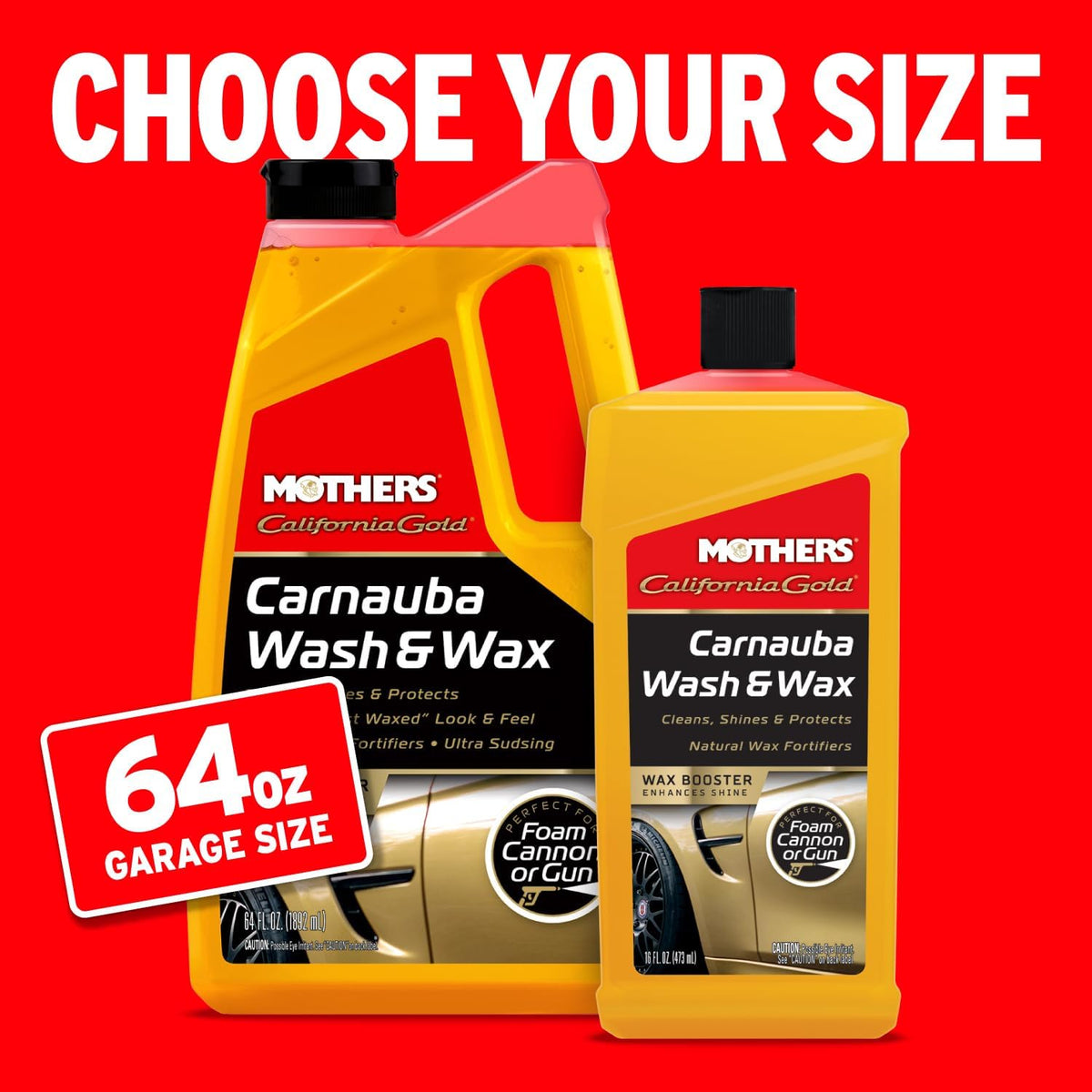Mothers California Gold Carnauba Wash & Wax, 64 Oz. — Cleans, Shines & Protects – Gentle, Ph Balanced, Ultra-Sudsy for a Spot-Free, Brilliant Finish. Biodegradable & Won'T Strip Wax or Ceramic (05674)