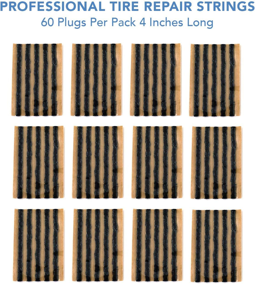 Ckauto 60Pcs 4" Black Tire Repair Strings, Automotive Tool Tire Repair Plugs for Tubeless Off-Road Tires Car, Bike, ATV, UTV, Wheelbarrow, Mower