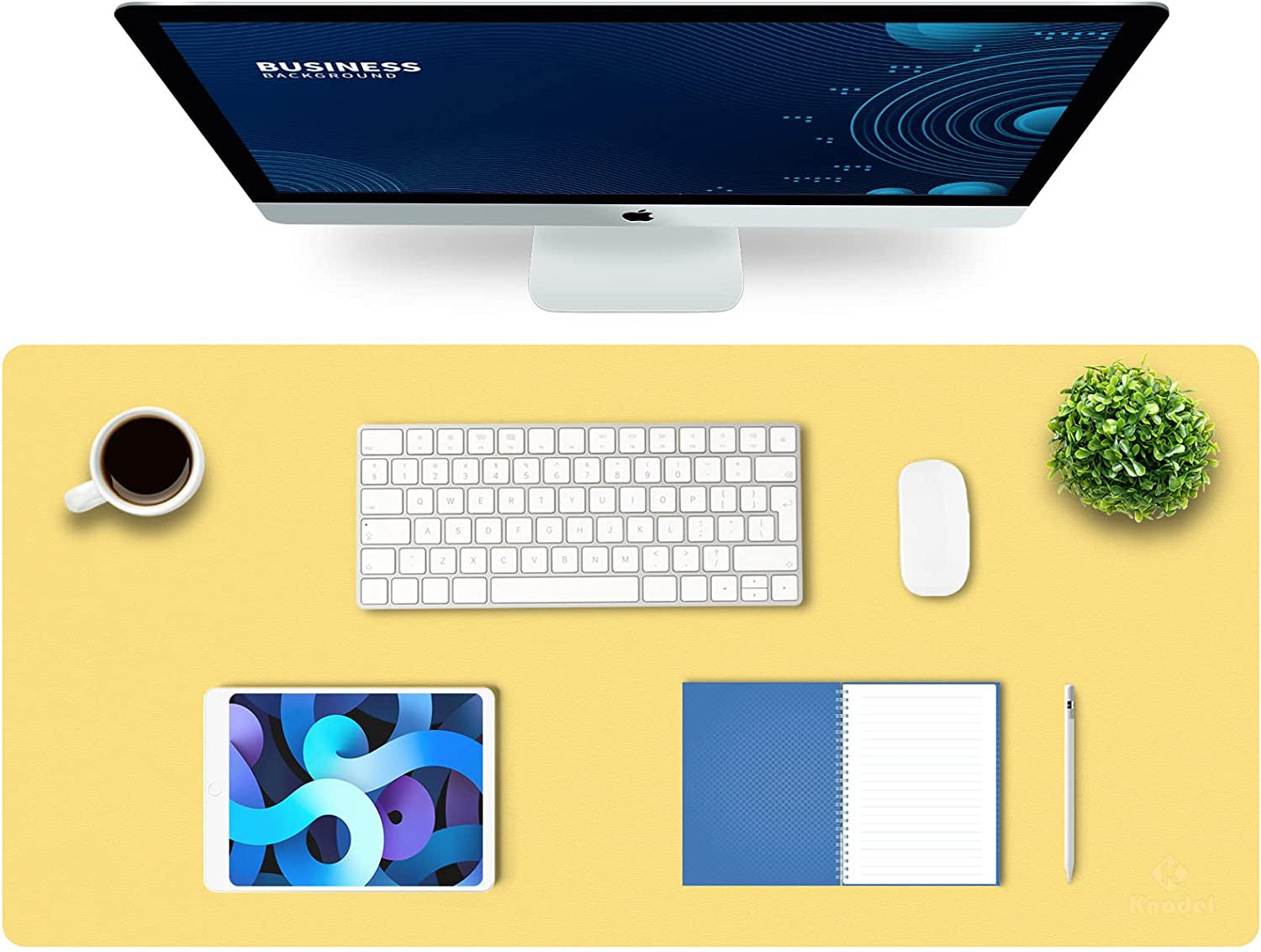 K KNODEL Large Office Leather Desk Mat, Mouse and Keyboard Pad, Computer and Laptop Mat, Desktop Protector and Cover, Writing Pad and Blotter (31.5"X15.7", White)