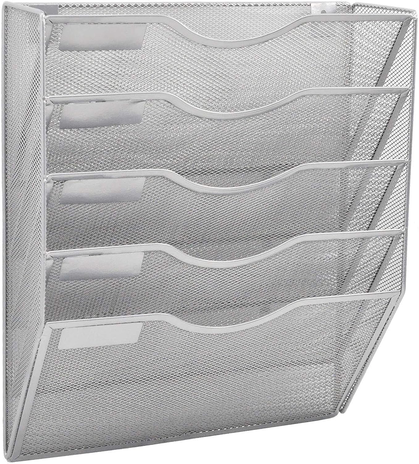 EASEPRES 8 Pocket Mesh Hanging Wall File Organizer, Wall Mounted Mail Paper Document Folder Holder, Clipboard Storage Organization Magazine Rack with Nametag Label for Office Home School, Black