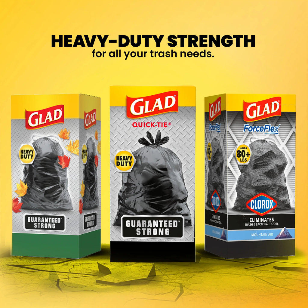 30-Gallon Quick Tie Extra Strong Heavy Duty Large Trash Bags, 40 Bags
