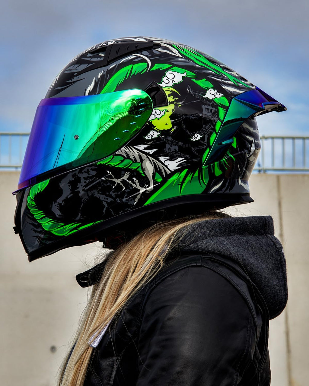 ILM Motorcycle Helmet Full Face with Pinlock Compatible Clear&Tinted Visors and Fins Street Bike Motocross Casco DOT Model Z501(Legend Green, Medium)