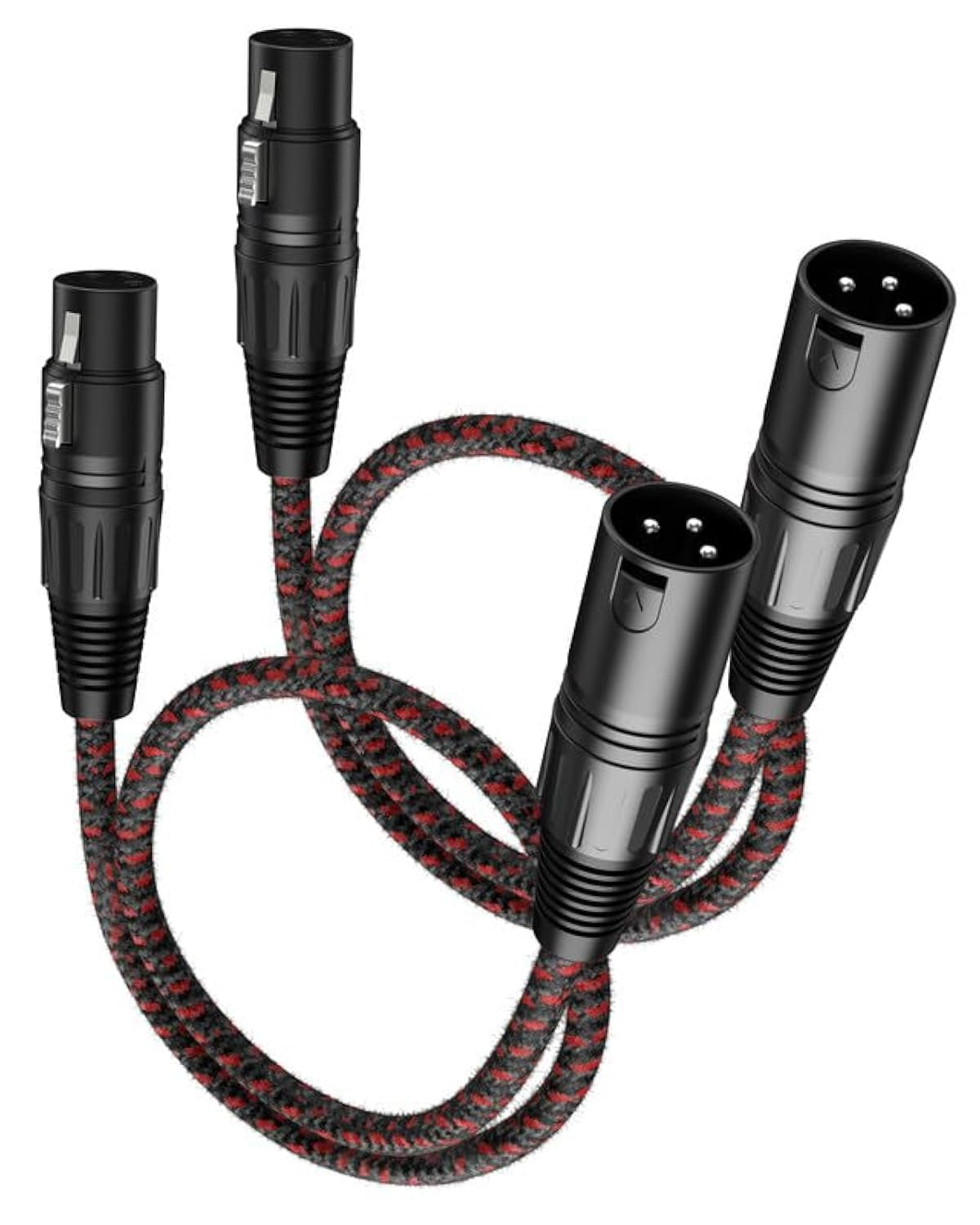 XLR Cables, 3Ft 2 Pack Microphone Cable, XLR Male to Female Balanced Microphone Cord 3 Pin, 3 Foot Short Mic Cord Oxygen-Free Copper (OFC) Nylon Braided