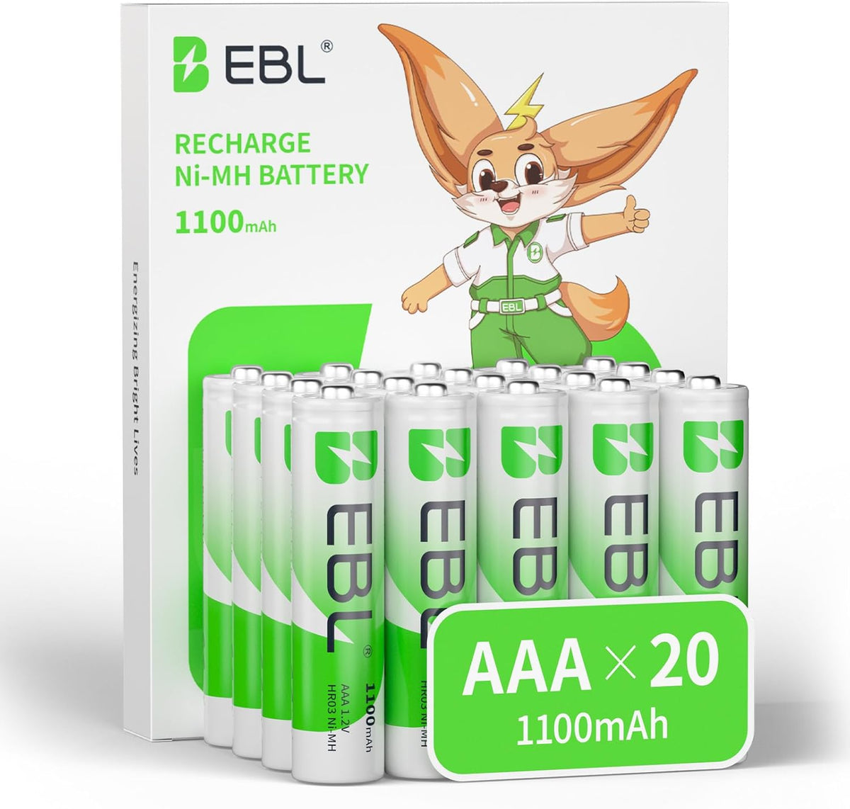 EBL AA Rechargeable Batteries 2800Mah 4 Pack and AAA Rechargeable Batteries 1100Mah 4 Pack, 1.2V Ni-Mh AA AAA Batteries Combo