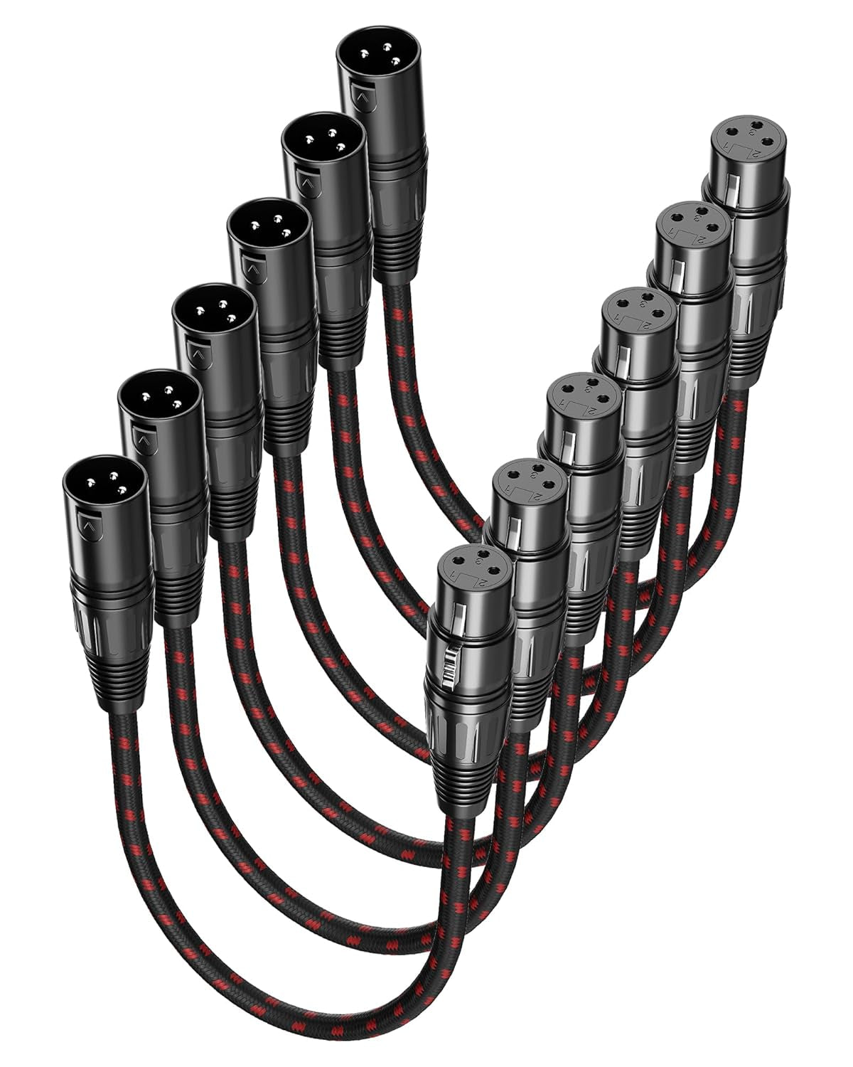 XLR Cables, 3Ft 2 Pack Microphone Cable, XLR Male to Female Balanced Microphone Cord 3 Pin, 3 Foot Short Mic Cord Oxygen-Free Copper (OFC) Nylon Braided