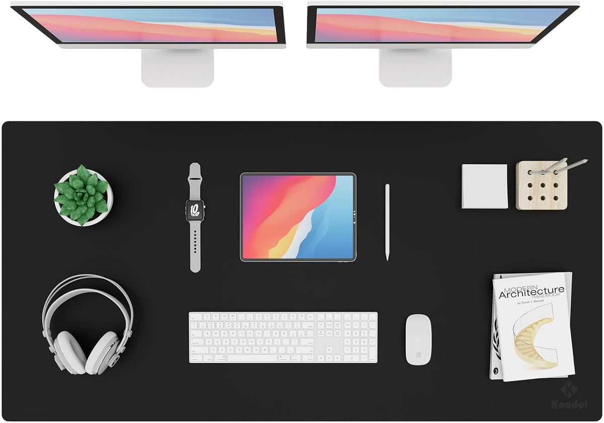 K KNODEL Large Office Leather Desk Mat, Mouse and Keyboard Pad, Computer and Laptop Mat, Desktop Protector and Cover, Writing Pad and Blotter (31.5"X15.7", White)