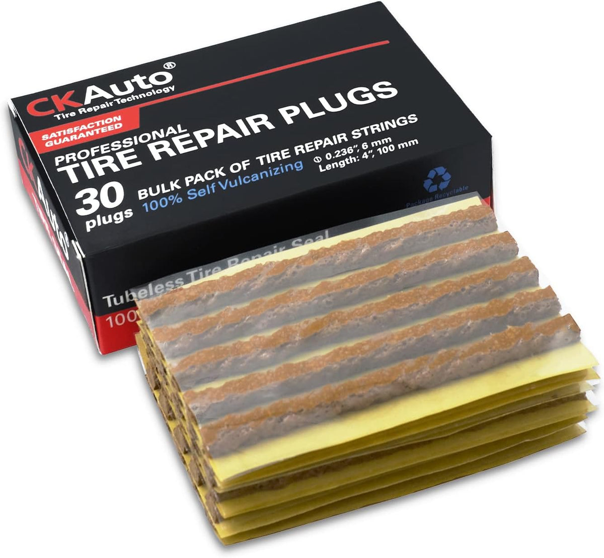 Ckauto 60Pcs 4" Black Tire Repair Strings, Automotive Tool Tire Repair Plugs for Tubeless Off-Road Tires Car, Bike, ATV, UTV, Wheelbarrow, Mower