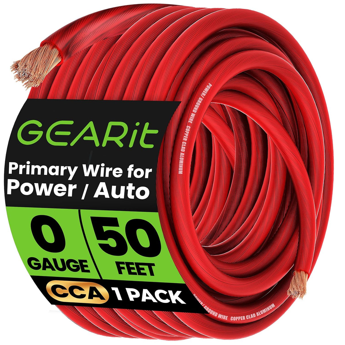 Gearit 1/0 Gauge Wire 25 Ft Red, 0 AWG CCA Battery Cable Power/Ground Wire for Car Audio, Amplifier, RV Trailer & Automotive Electrical