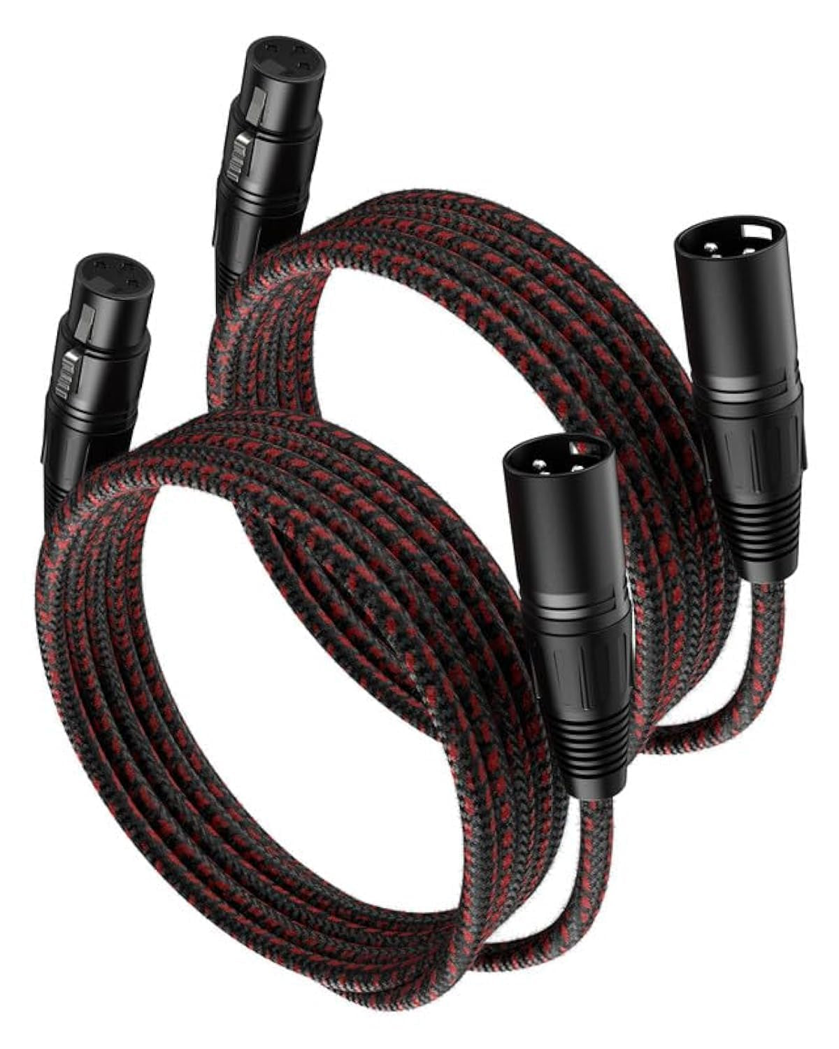 XLR Cables, 3Ft 2 Pack Microphone Cable, XLR Male to Female Balanced Microphone Cord 3 Pin, 3 Foot Short Mic Cord Oxygen-Free Copper (OFC) Nylon Braided