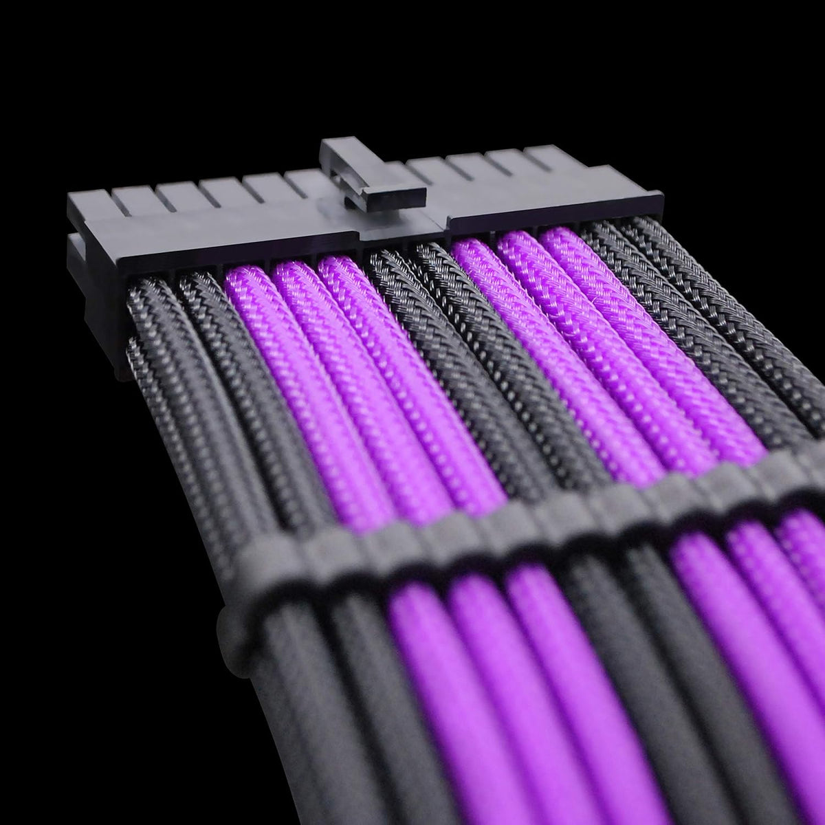 EZDIY-FAB PSU Cable Extension Kit Sleeved Cable Custom Power Supply Sleeved Extension 16 AWG 24-PIN 8-PIN 6-PIN 4+4-PIN with Combs- Black/Purple
