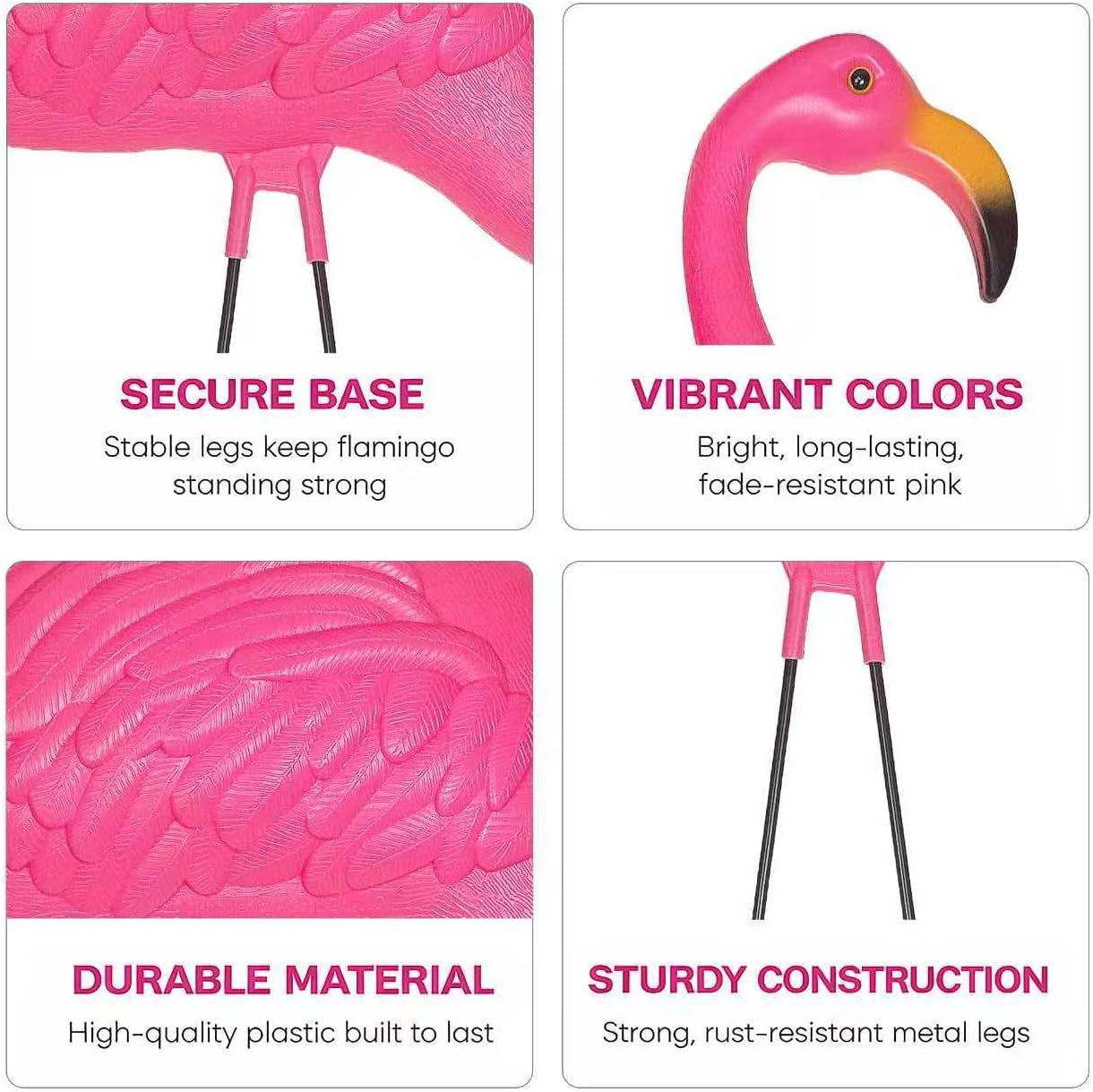 GIFTEXPRESS Pink Flamingos Yard Decorations - 2 Pack Extra Large 24" Tall Plastic Flamingo Statue W/Metal Stakes - Lawn Ornaments & Garden Decor for Outdoor Parties