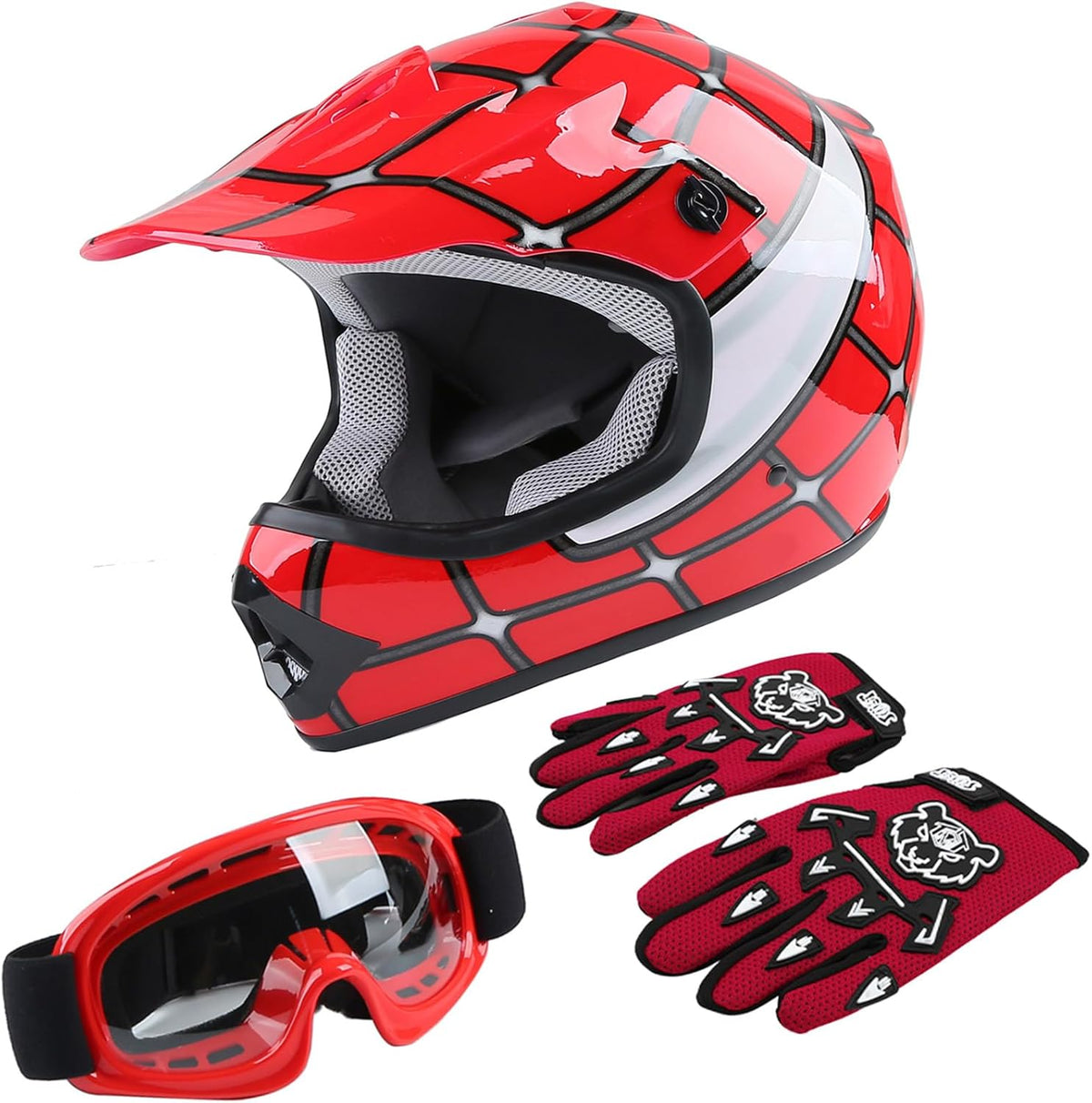 TCT-MOTORPARTS DOT Youth Kids Dirt Bike Full Face Helmets Motocross ATV Offroad Four Wheeler Helmet Pink Butterfly Medium Size