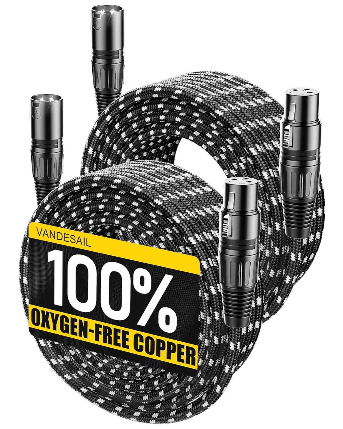 XLR Cables, 3Ft 2 Pack Microphone Cable, XLR Male to Female Balanced Microphone Cord 3 Pin, 3 Foot Short Mic Cord Oxygen-Free Copper (OFC) Nylon Braided