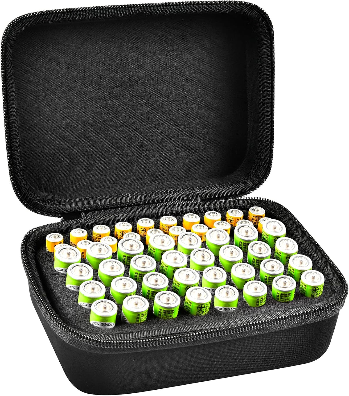 Comecase Battery Organizer Storage Case, Battery Vault Carrying Container Bag Holder - Holds 148+ Batteries AA AAA AAAA C D 9V Button Cell - with BT-168 Tester for Home&Garage- Black(Box Only)