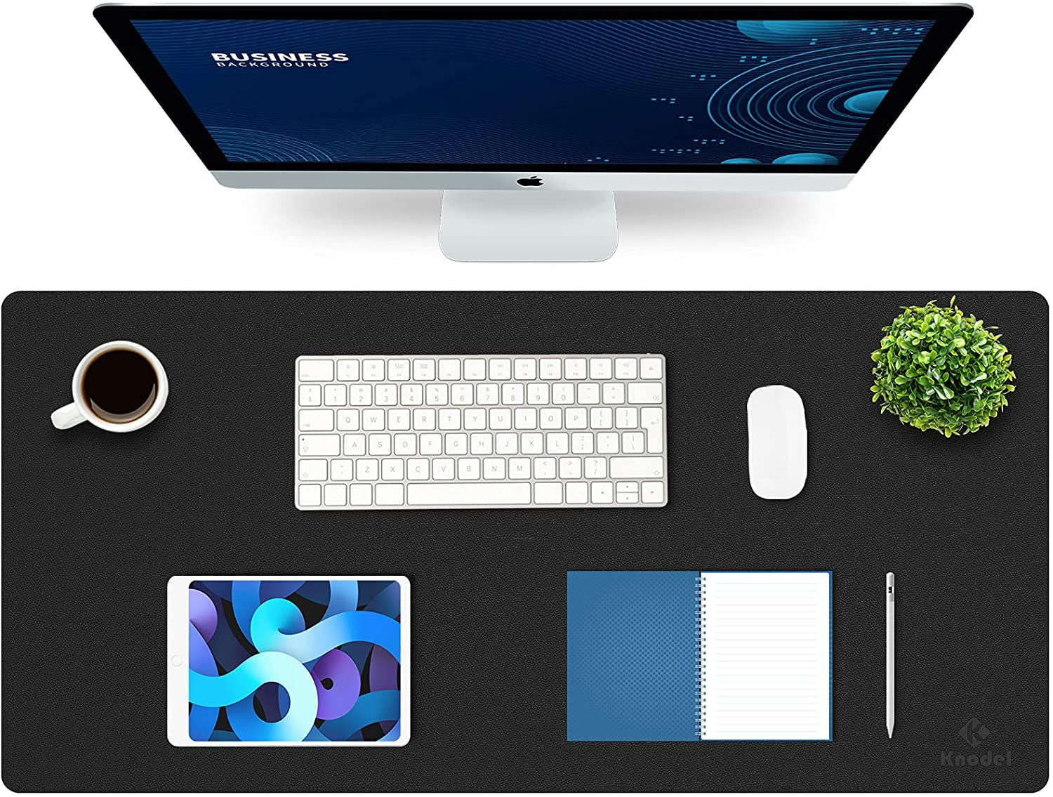 K KNODEL Large Office Leather Desk Mat, Mouse and Keyboard Pad, Computer and Laptop Mat, Desktop Protector and Cover, Writing Pad and Blotter (31.5"X15.7", White)