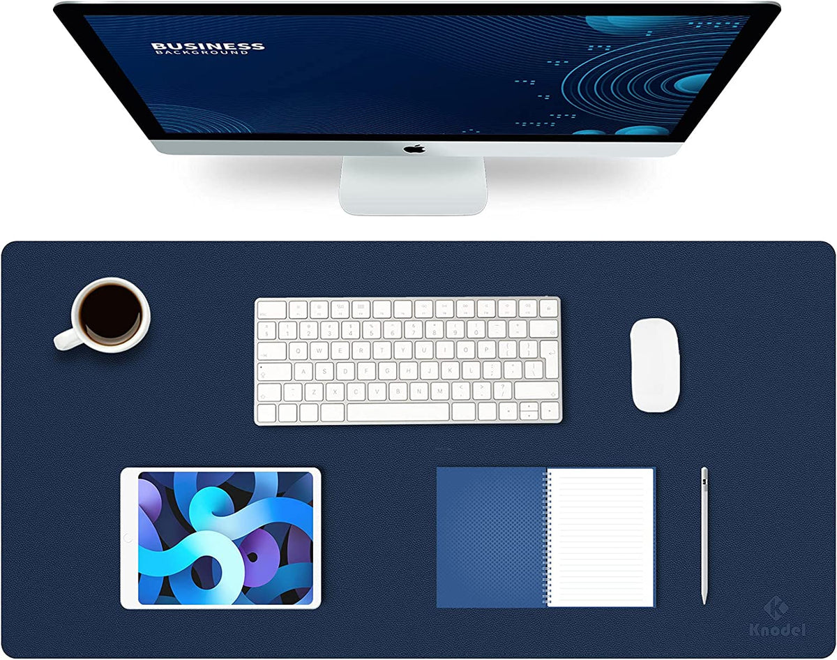 K KNODEL Large Office Leather Desk Mat, Mouse and Keyboard Pad, Computer and Laptop Mat, Desktop Protector and Cover, Writing Pad and Blotter (31.5"X15.7", White)