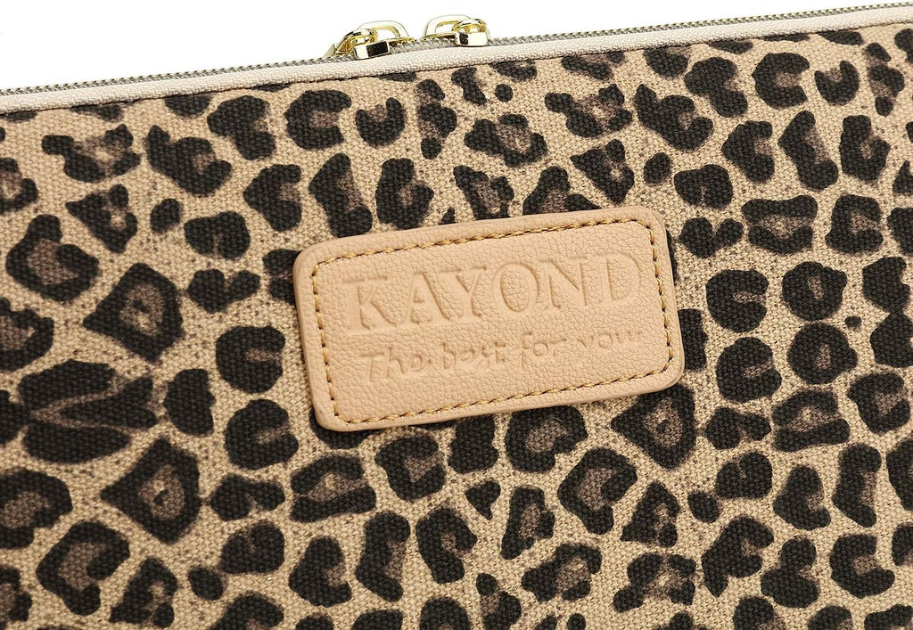 Kayond KY-03 Canvas Fabric 15.6 Inch Laptops Sleeve - Brown Leopard Print