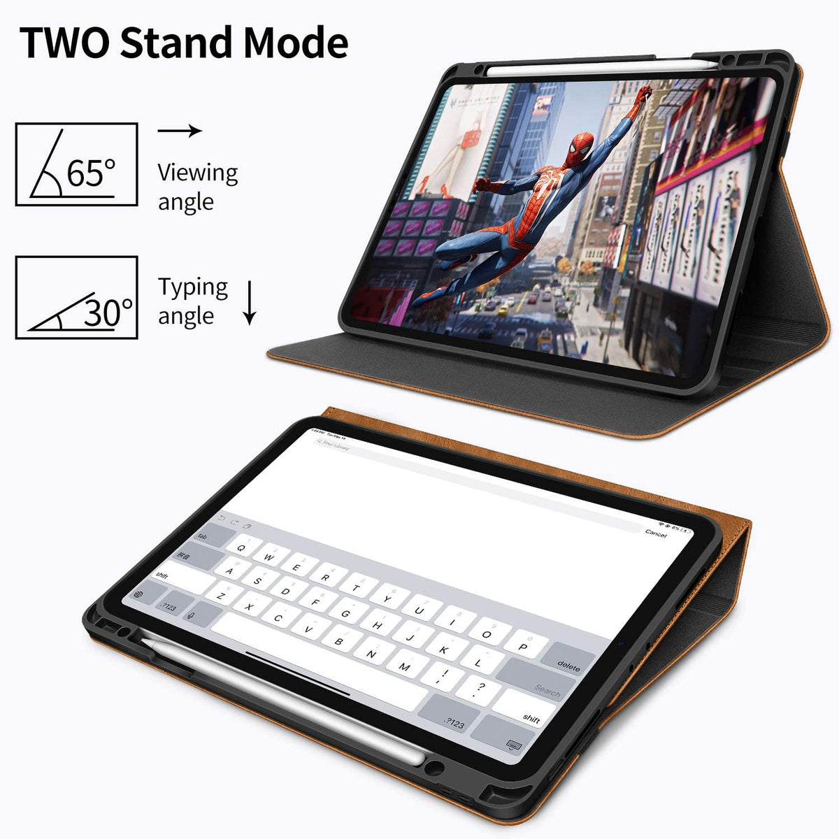 H HOLIMET Case for Ipad Pro 12.9 2022 6Th/5Th/4Th/3Rd Generation 2021 2020 2018 with Pencil Holder Pocket Soft TPU Back Shockproof, Auto Sleep/Wake, Vegan Leather