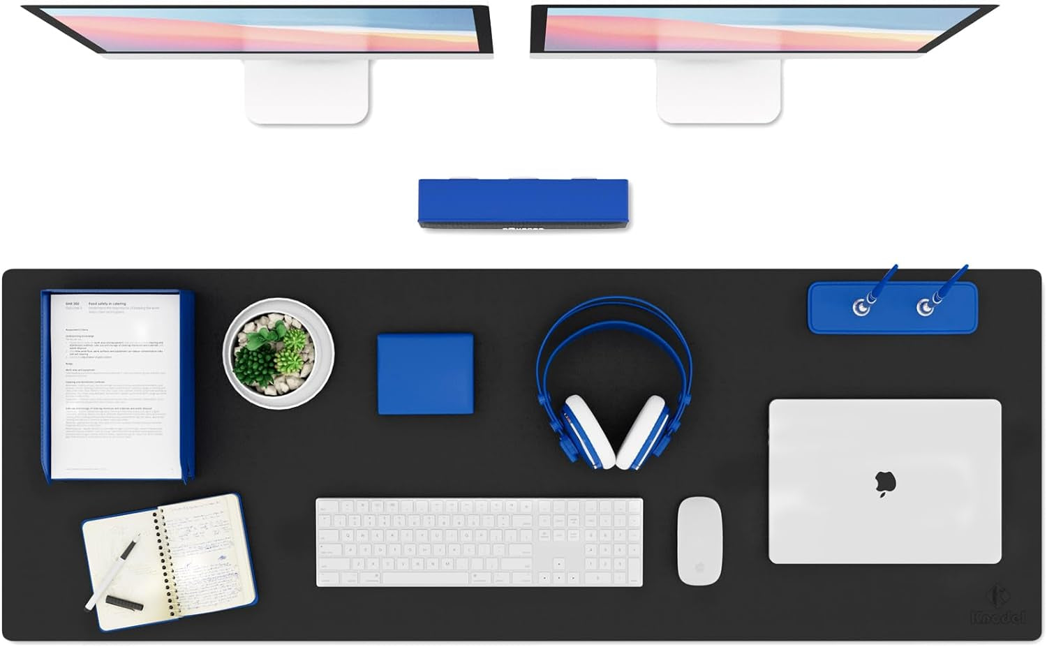 K KNODEL Large Office Leather Desk Mat, Mouse and Keyboard Pad, Computer and Laptop Mat, Desktop Protector and Cover, Writing Pad and Blotter (31.5"X15.7", White)
